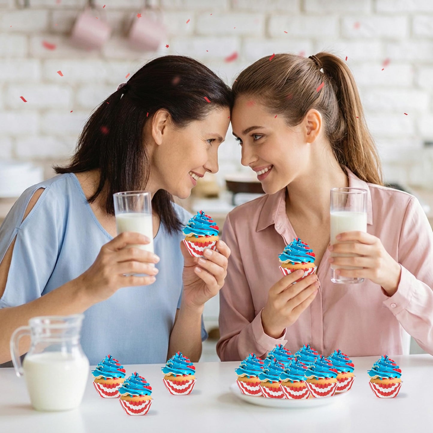 COcnny American Mini Cupcake Liner - 200pcs 4th of July Small Muffin Cups Paper Wrappers for Baking, Patriotic American Flag Red White and Blue Cake Chocolate Candy Wrap for Memorial Independence Day