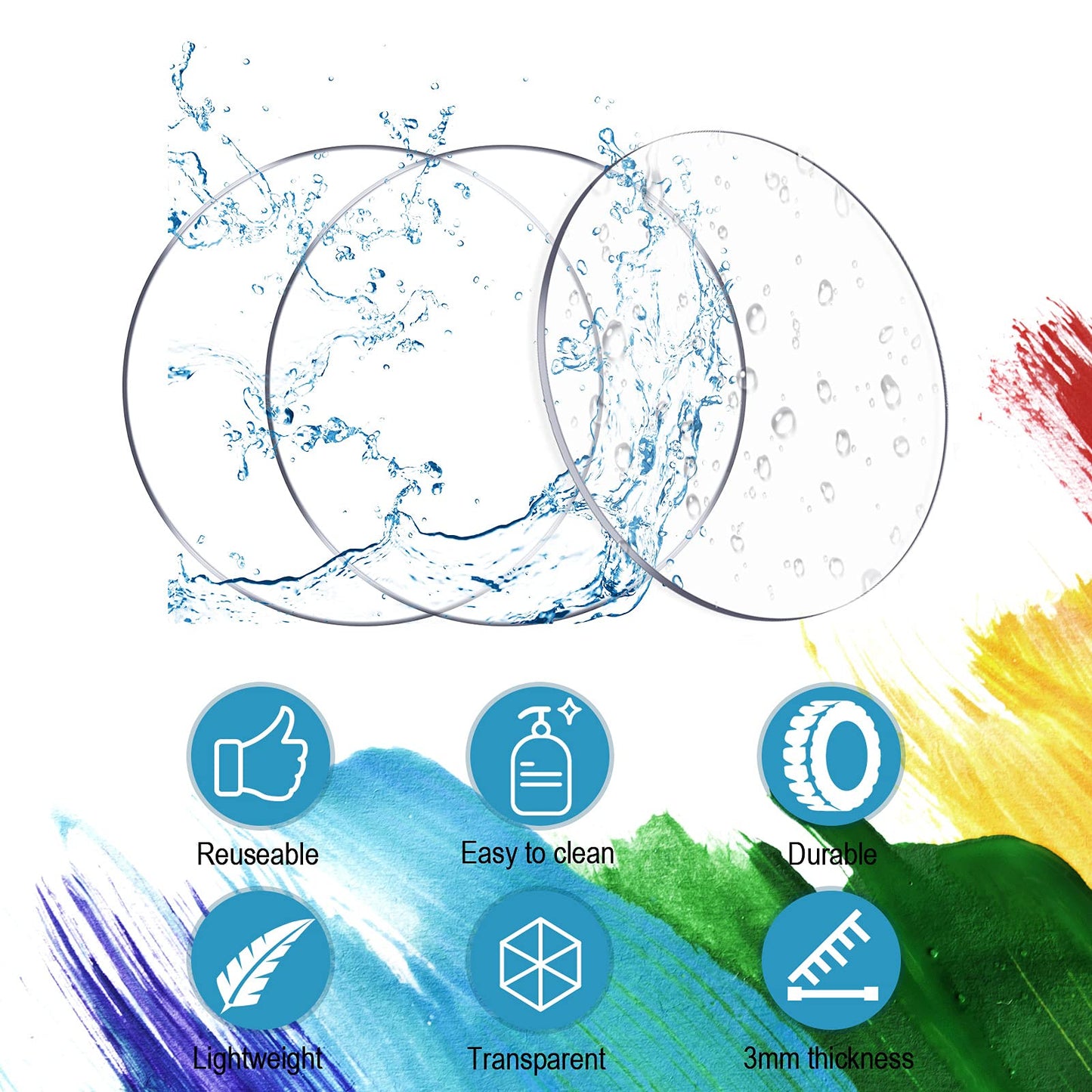 60 Pieces Transparent Acrylic Circle Discs Thick Round Acrylic Sheets Acrylic Circle Disc Ornament Blanks Clear Round Acrylic Ornaments for DIY Projects and Crafts (1.5 Inch)