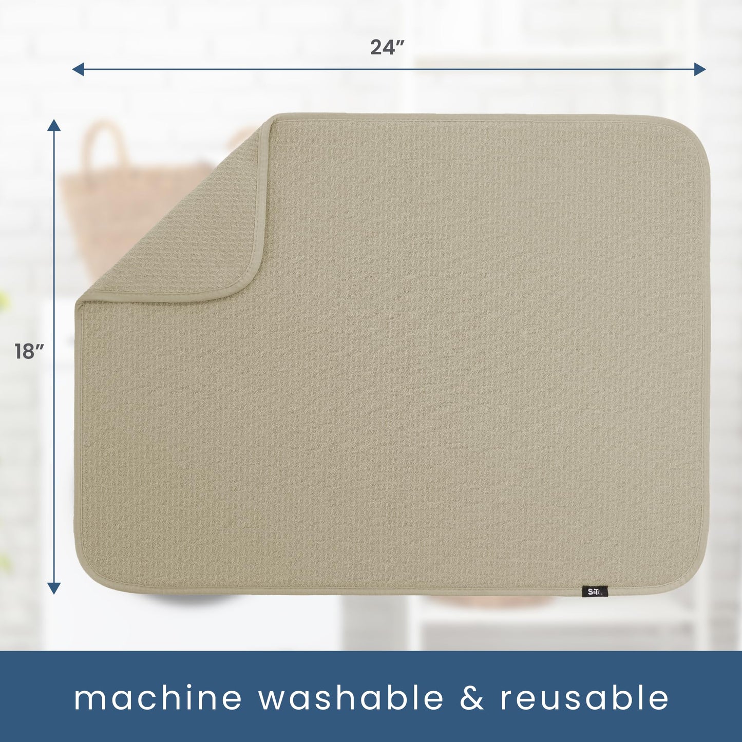 Dish Drying Mat XL, 18” x 24”, Absorbent Microfiber Kitchen Counter Mat, Dish Drying Pad for Dishes, Utensils, Pots and Pans, Extra Large, Pure Cashmere