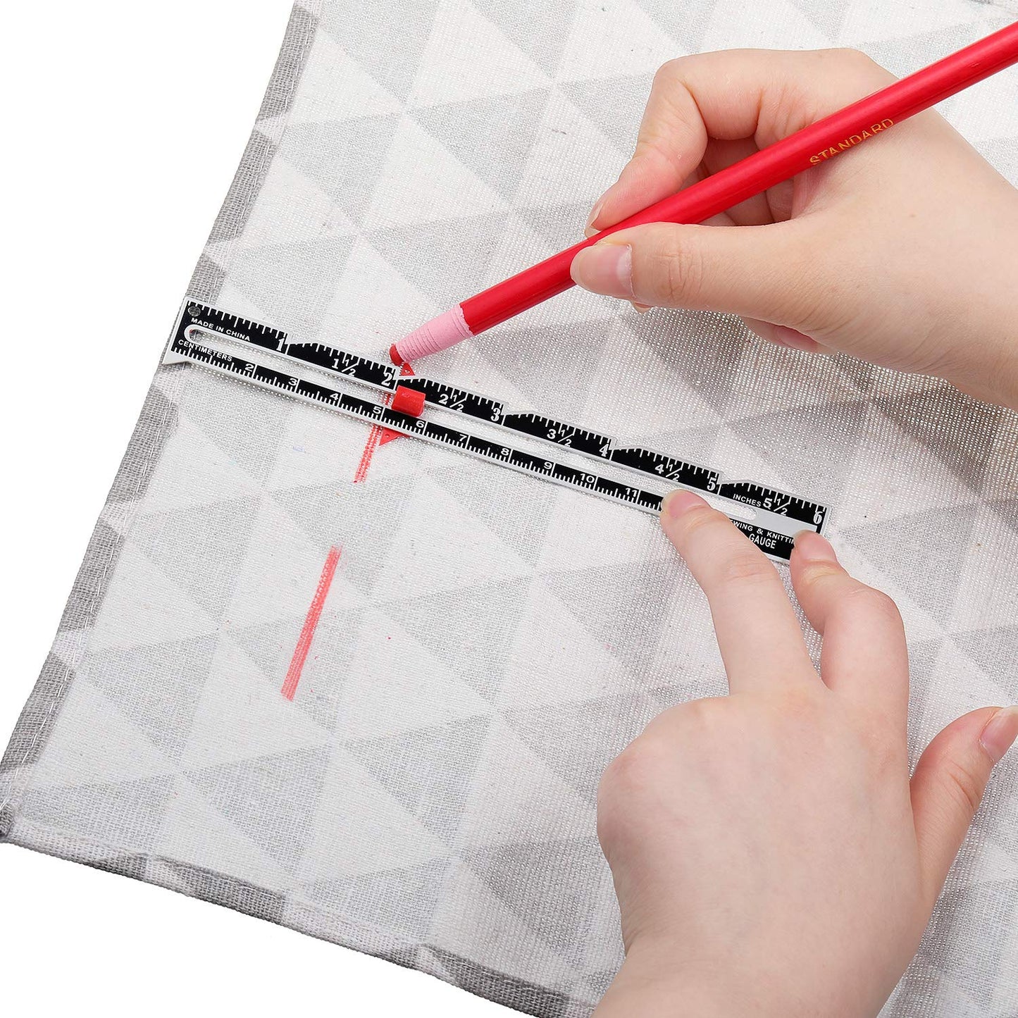 3 Pieces Sewing Gauge Sewing Measuring Tool Metal Sliding Gauge Fabric Quilting Ruler Seam Measuring Gauge for DIY Fabric Crafts Quilting Knitting Sewing Hemming Measuring Supplies, 3 Styles