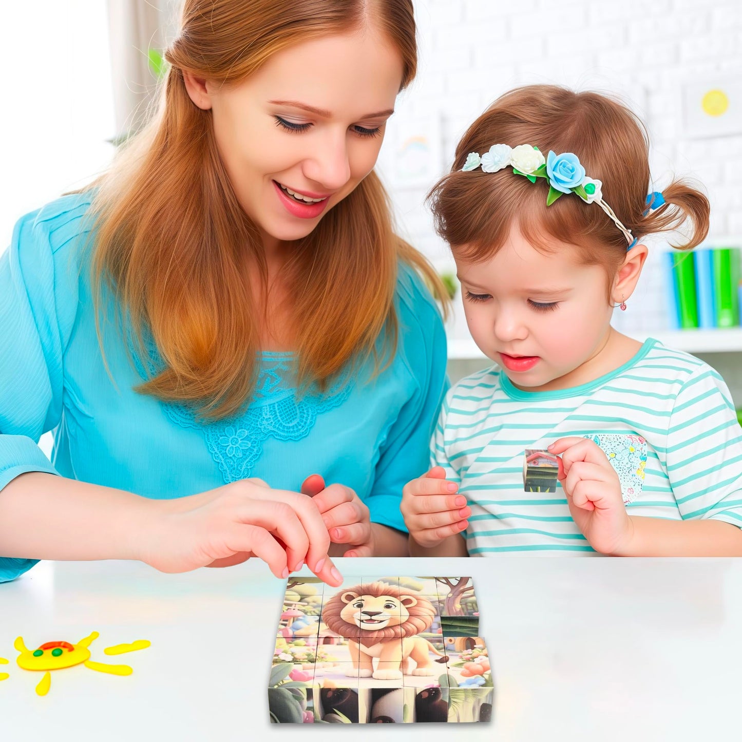 Magnetic Blocks Building Toy,Ritastar 25pcs Mine Stacking Magnet Build Cubes Cartoon Pattern World,STEM Sensory Construction Toys for Kids Gift,Educational Jigsaw Puzzle Set with 3D Zoo Animal Designs