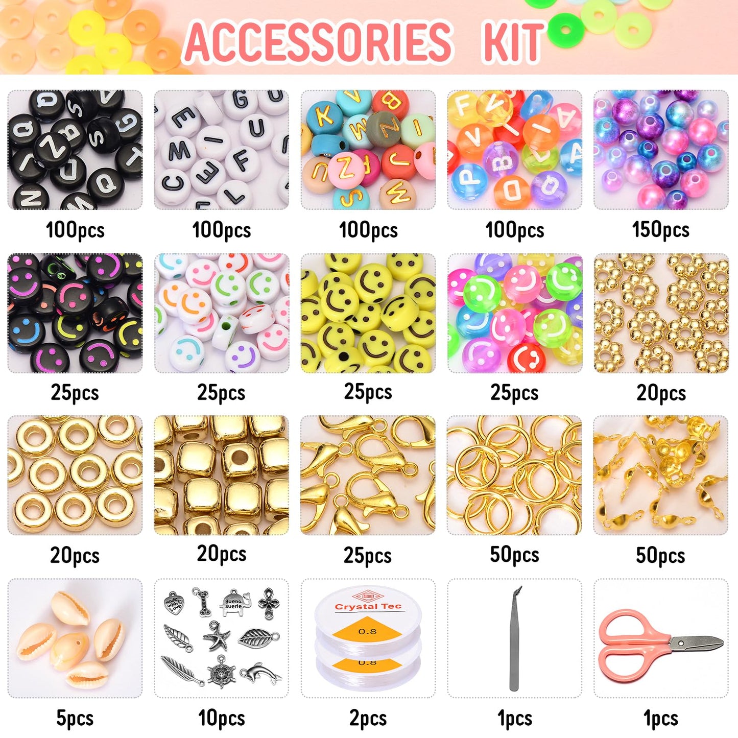 Friendship Bracelet Kit, 16800pcs, 96 Colors Polymer Clay Beads & 24 Colors Glass Seed Beads, 400 Letters Beads，Bracelet Making Kit for DIY Jewelry Making&Friendship Bracelet Making