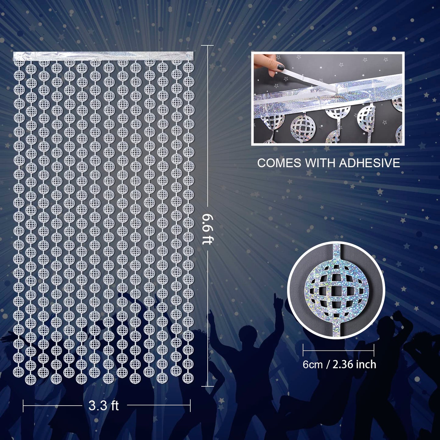 MENSTARSI Disco Party Decorations, 2 Pack Disco Ball Photo Booth Props,3.3x6.6 ft Silver Foil Fringe Curtains Photo Backdrop for The 70s & 80s Last Disco Bachelorette, Decades, Taylor Party Decor