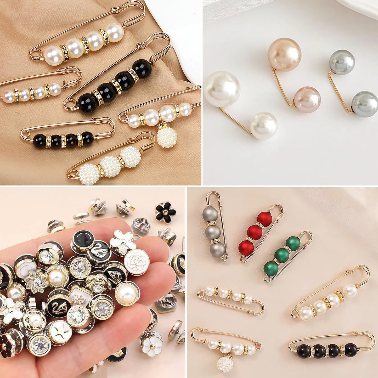 70 Pcs Brooches And Pins For Women, Brooch Pins Cover Up Buttons Safety Pins For Clothes, Fashion Charms For Socks, Pearl Brooches Pins For Sock Scarf Shawl Hat Pins Accessories Pant Waist Tightener (70)