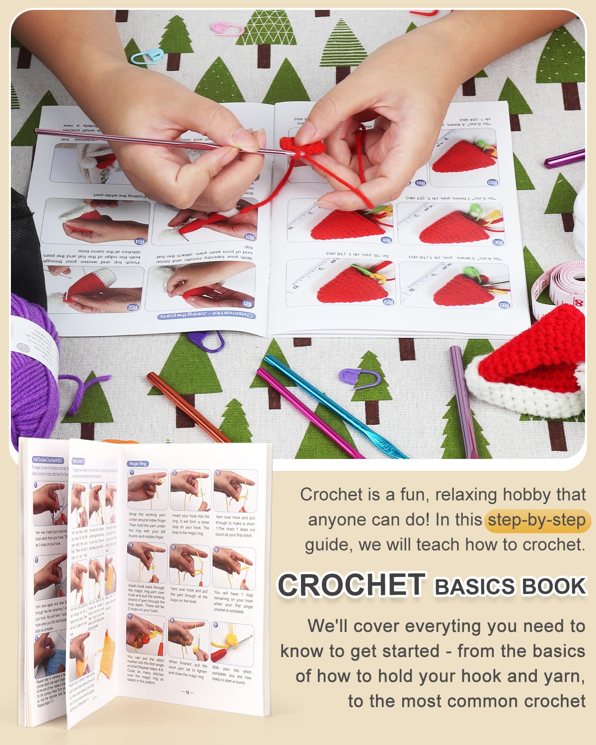 Aeelike Crochet Kit for Beginners Young and Old, First Crochet Kit for Adults Include 23pcs Crochet Hooks, 655 Yards Yarn Set for Crocheting, Instruction, Bag, Crochet Accessories and Supplies, Black