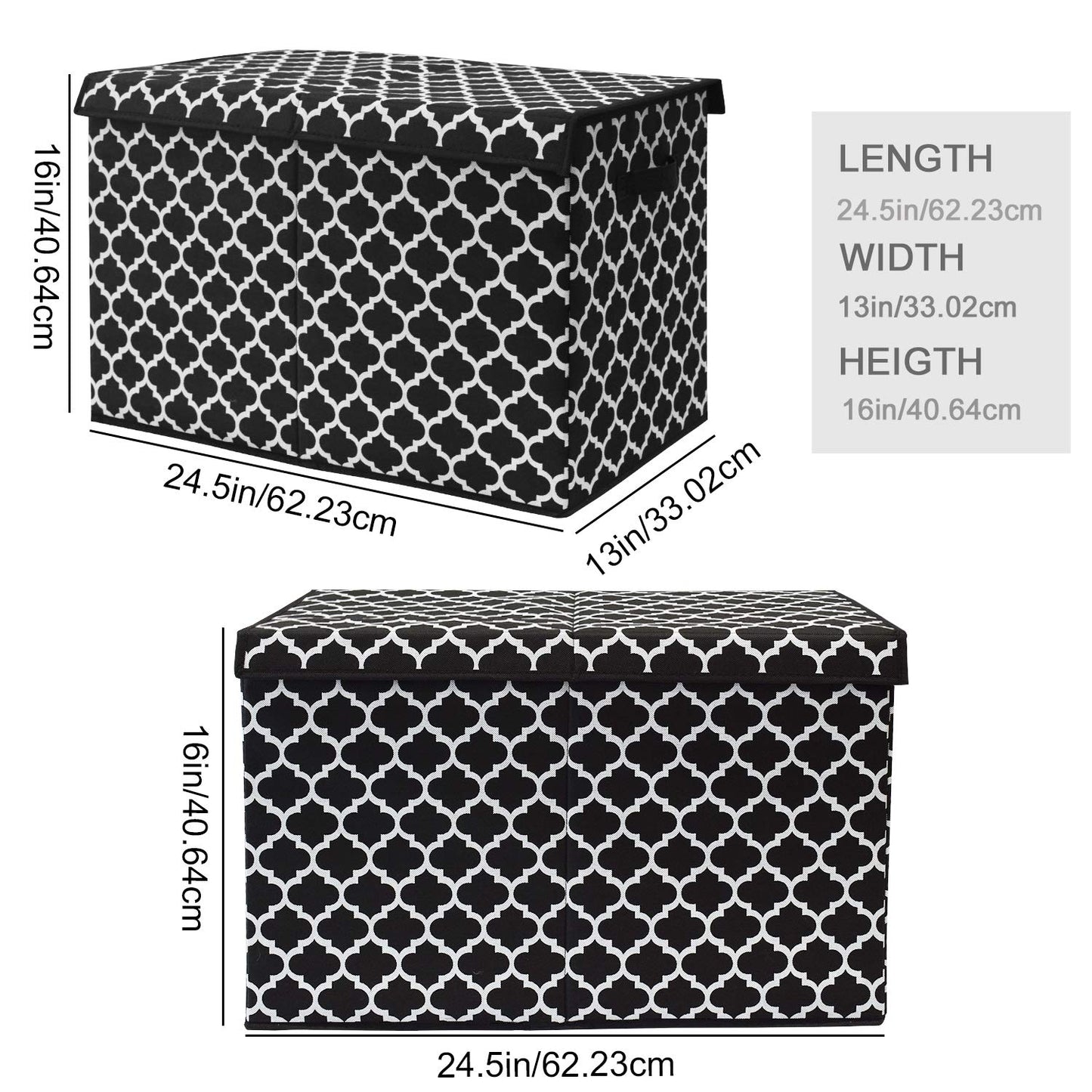 homyfort Large Toy Storage Organizer with Lid and Divider - Durable Toy Box for Boys, Kids, Toddler, Collapsible Toy Chest for Living Room Area, Playroom, Nursery, Black