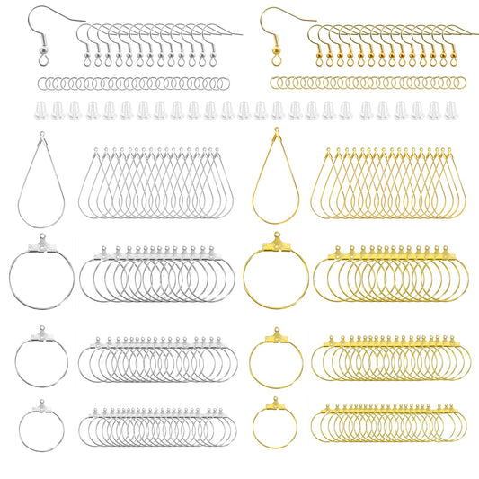 XKCWXY 483Pcs Earring Making Kit with Beading Hoop Earring Finding Component Accessories,Earring Hooks,Jump Rings,Earring Backs for Jewelry Making DIY Craft