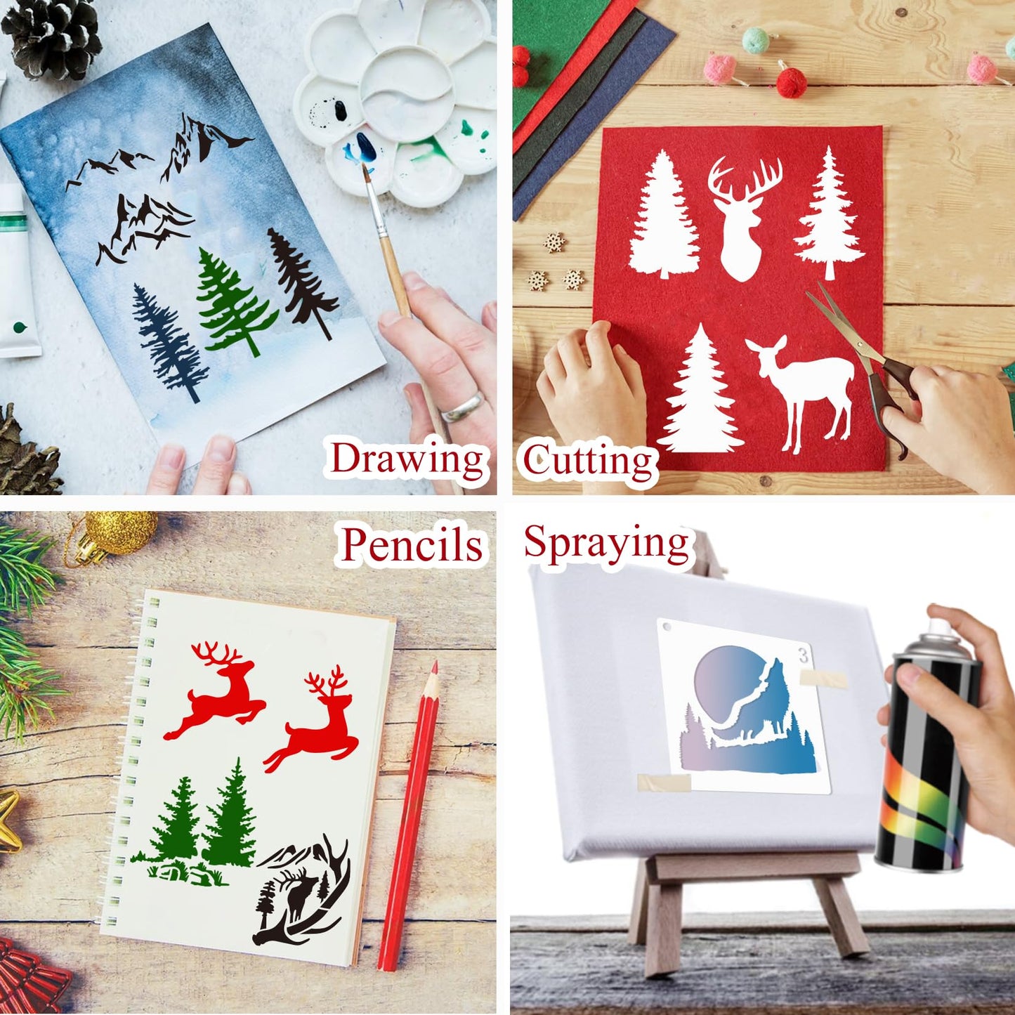 Small Stencils for Painting on Wood Reusable, 3 Inch Reusable Stencil for Craft Ornament Paint Template Stencils for Wall Card Rock Wood Signs Coasters Canvas Home Decor (Animal Deer)