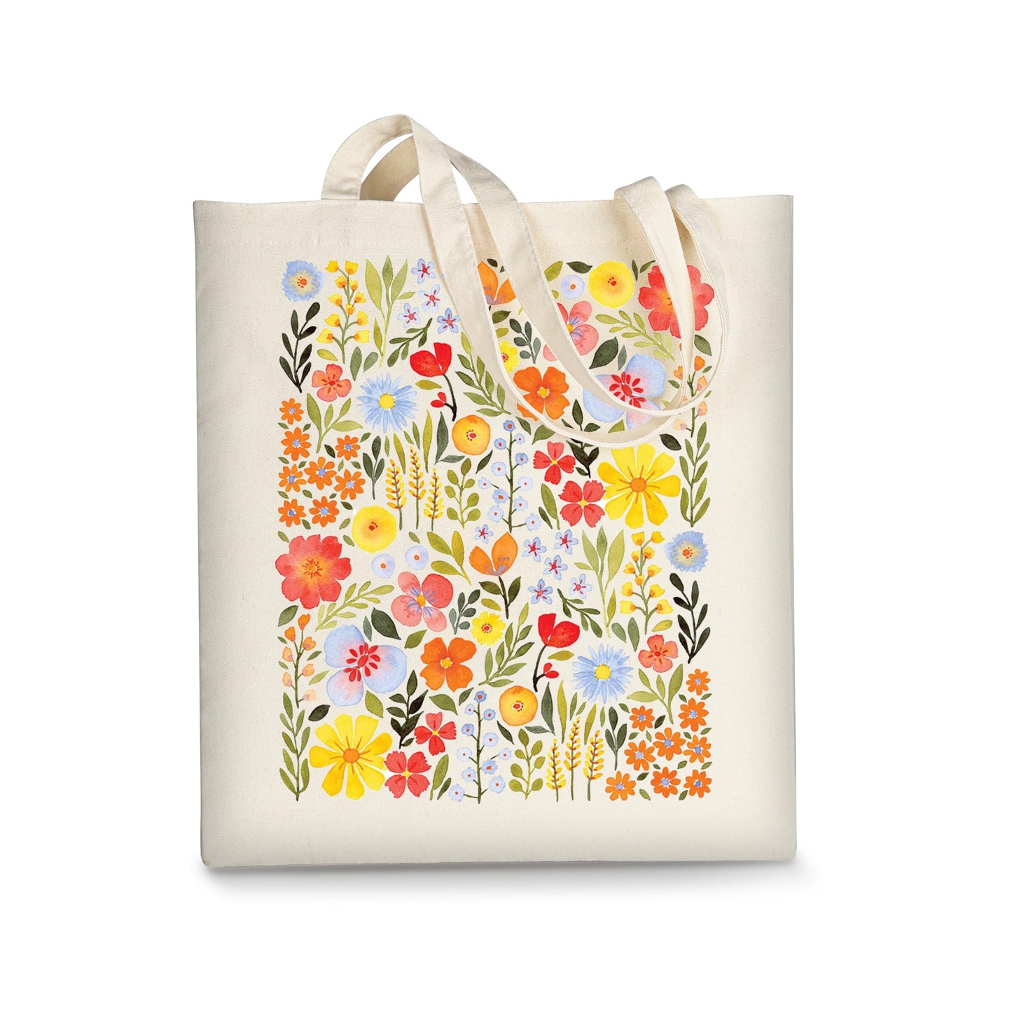 AUSVKAI Canvas Tote Bag Aesthetic for Women, Cute Yellow Wild Flower Reusable Cloth Cotton Bags for Shopping Beach Gifts