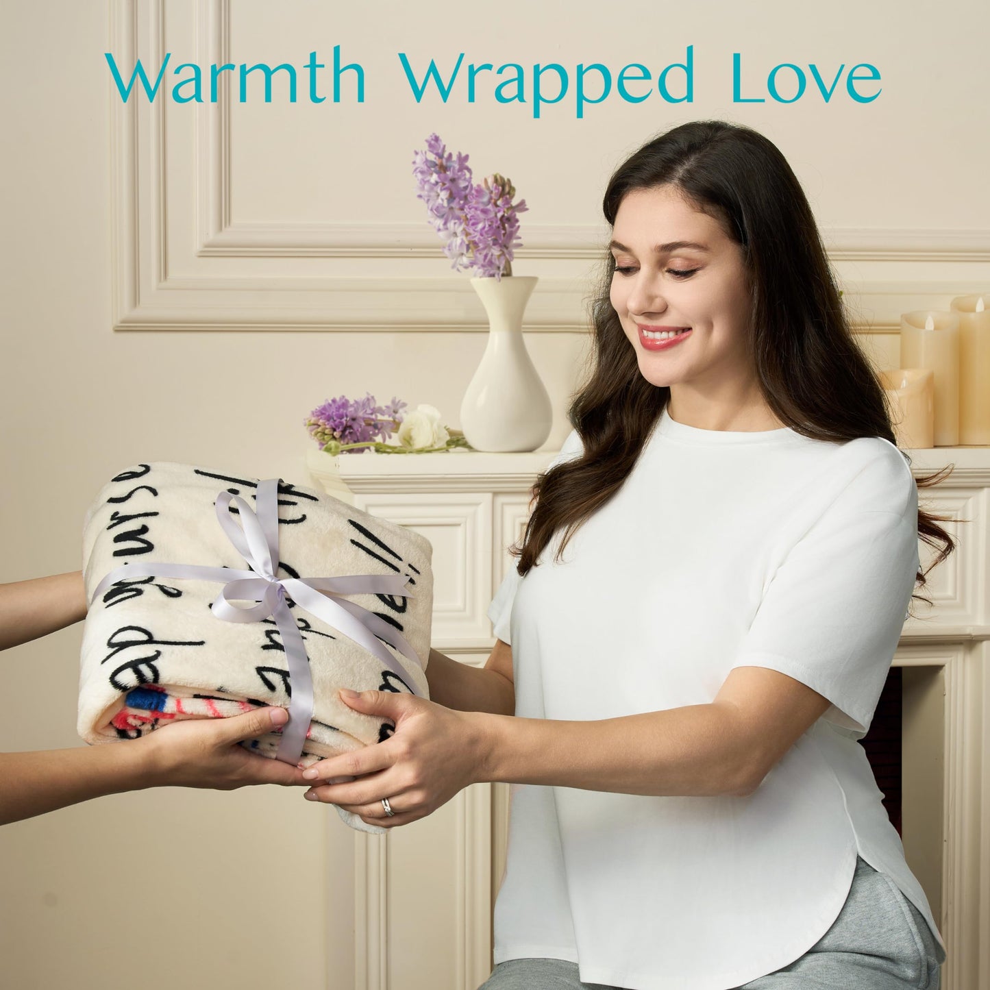 Joiedomi Birthday Gifts for Mom Soft Flannel Mom Blanket for Mothers Day Anniversary from Daughter Son 50" x 60" Ivory White
