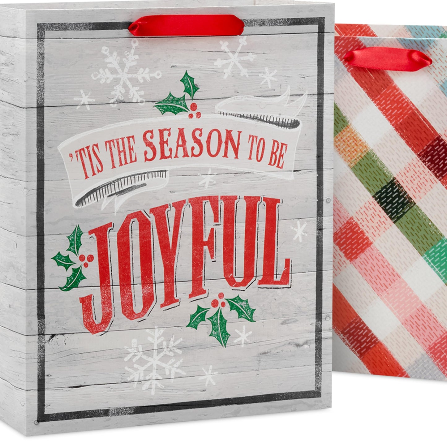 Rustic Bag Assortment (8 Bags: 4 Medium 9", 4 Large 13") Snowy Red Barn, Red Truck, Plaid, Painted Wood Sign
