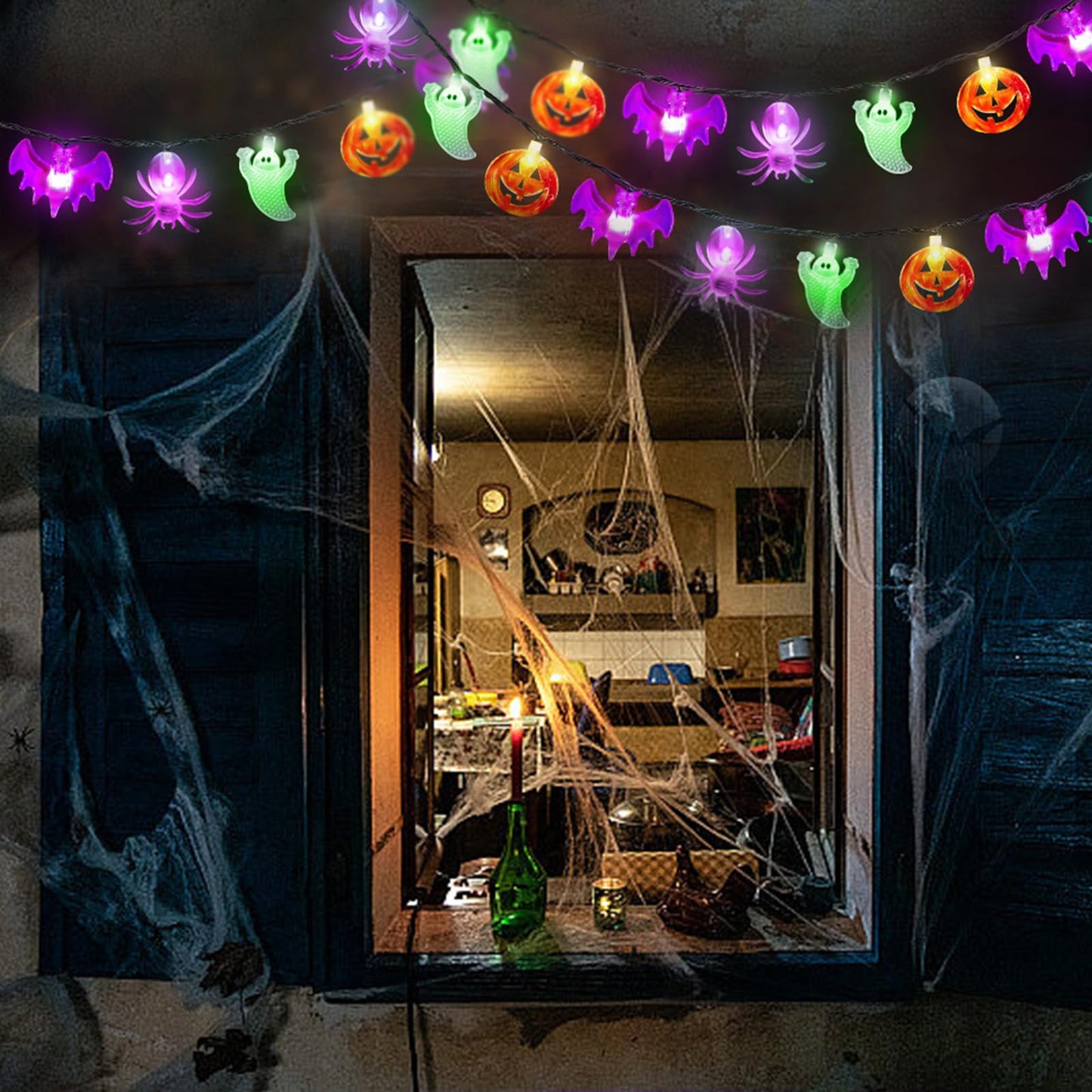 Halloween Decoration Lights, 40LED Pumpkin Bat Ghost Battery Operated String Lights, 8 Lighting Modes Waterproof Halloween String Lights for Indoor Outdoor Garden Tree Patio Yard Party Decor