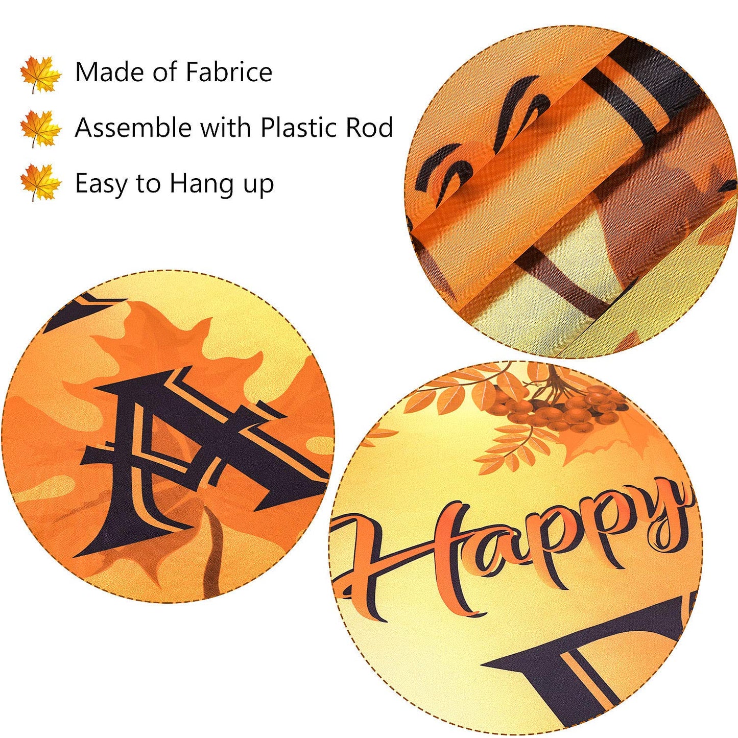 Fall Decoration Harvest Fall Porch Welcome Sign Banner Happy Fall Y'all Maple Autumn Sign Pumpkin Leaf for Fall Party Thanksgiving Party Decoration Maple Garden Yard Orange Leaves Wall Decor Backdrop