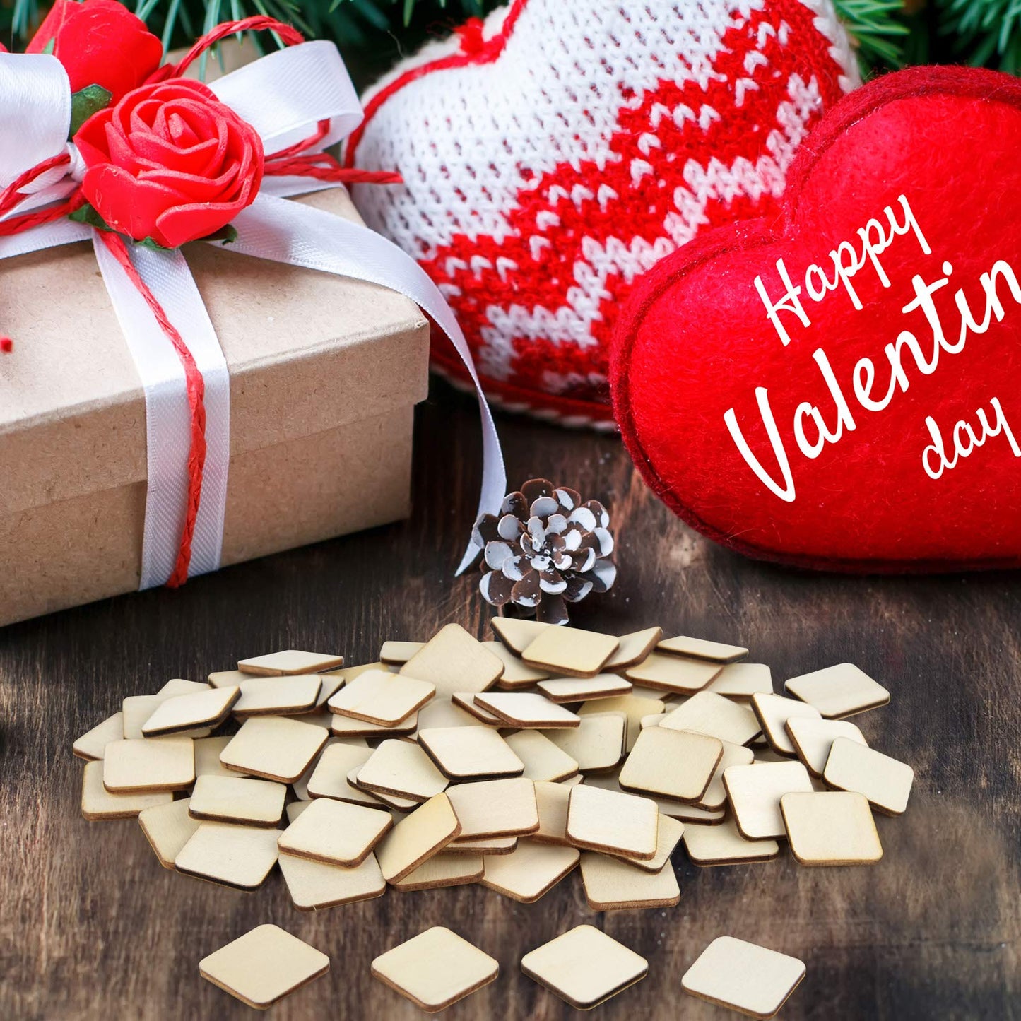 120 Pieces 2 Inch Unfinished Wooden Square Blank Natural Wood Slices Wooden Cutout Tiles for DIY Crafts Home Decoration Painting Staining