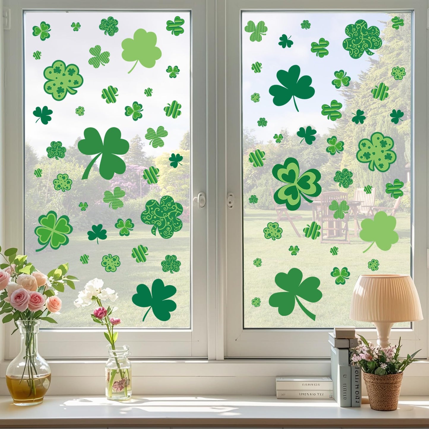 St Patricks Day Window Clings Decorations, Saint Patrick's Day Shamrock Decor, Sticker Decal for Holiday Home Party, 8 Sheets 126 PCS