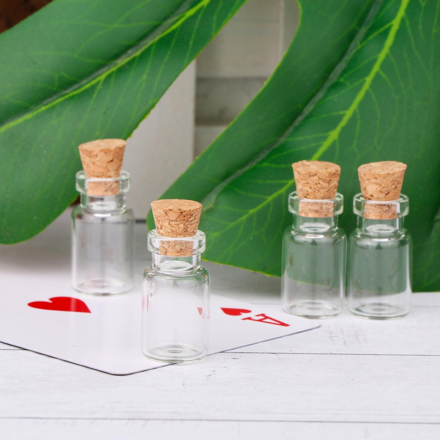 MaxMau 100pcs 1ml Small Mini Glass Bottles Jars with Cork Stoppers Tiny Vials for DIY Art Crafts Wedding Favors