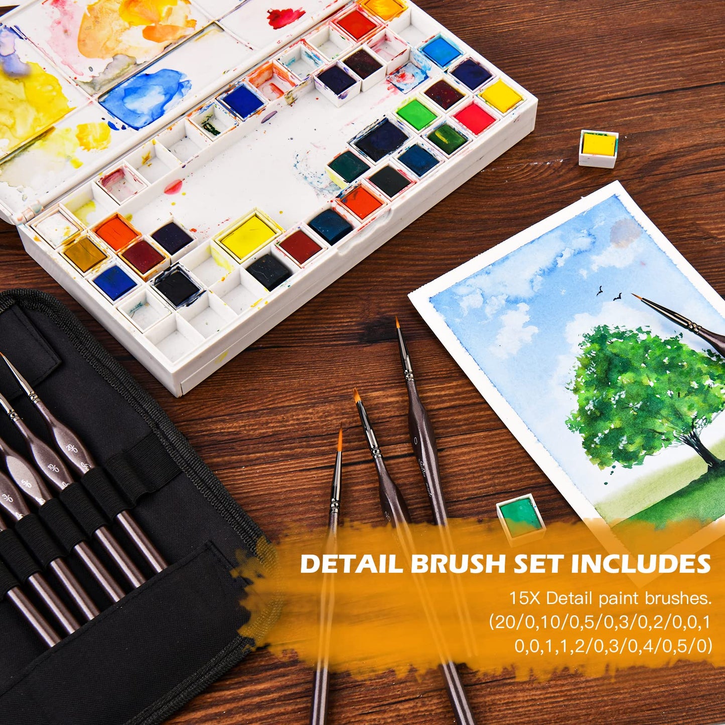 Golden Maple Miniature Paint Brushes, 15PC Small Paint Brushes Micro Model Detail Paint Brush Set, Fine Detailing for Acrylic, Oil, Watercolors & Paint by Number, Figurine (Brown)