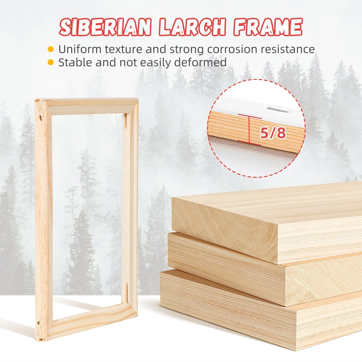 9 Sets Stretched Canvas for Painting, Multi Pack 5x7, 8x10, 11x14, Blank Artist Canvases Frame Board, 100% Cotton for Oil Acrylic Watercolor Paint, Acid-Free for Kids & Artists