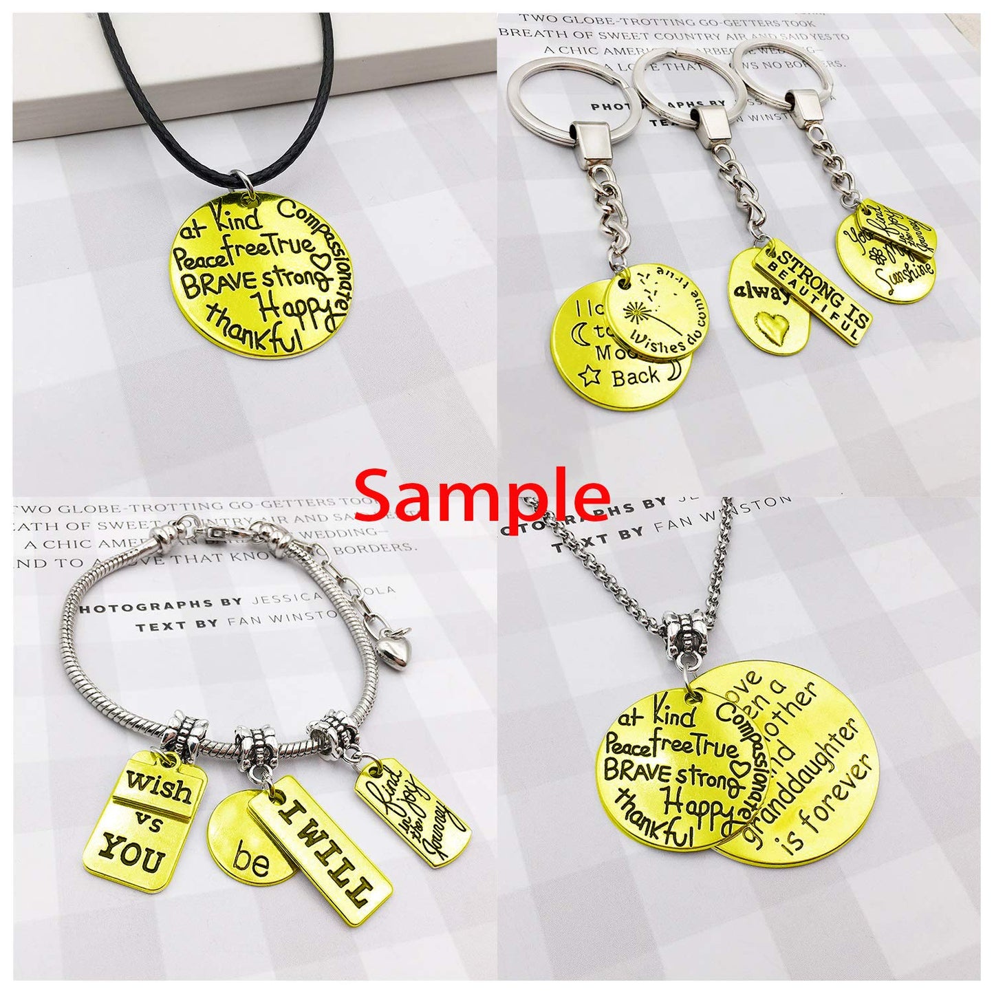 40pcs Antique Gold Inspiration Words Charms Craft Supplies Beads Charms Pendants for Jewelry Making Crafting Findings Accessory for DIY Necklace Bracelet (M511)