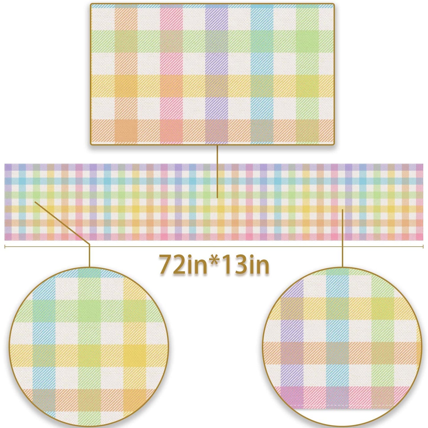 Easter Buffalo Plaid Check Table Runner Spring Holiday Farmhouse Fireplace Kitchen Dining Room Home Party Decoration (13" x 72")