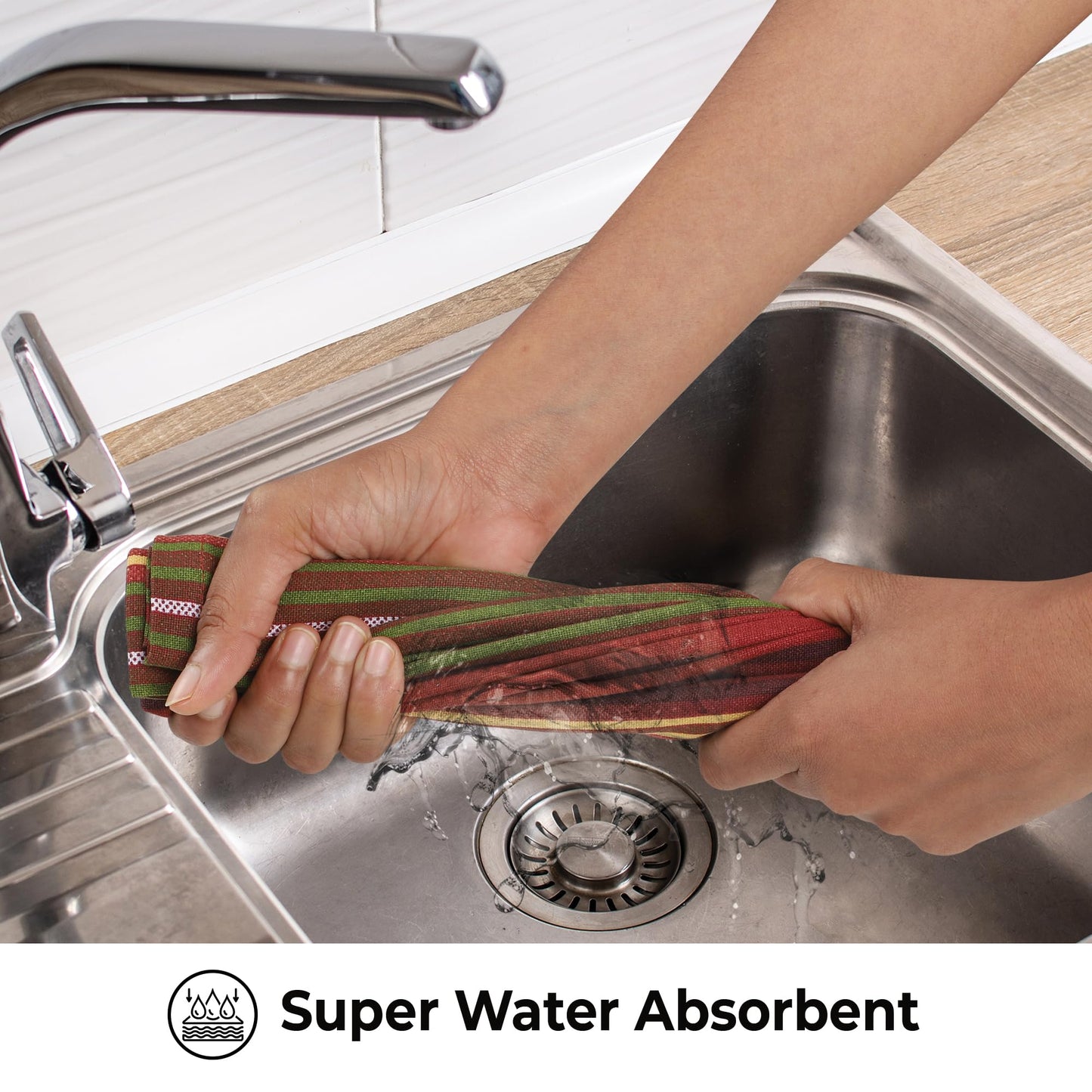 Fall Print Stripes Kitchen Towels Premium Quality 100% Cotton Harvest Dish Towels Mitered Corners Ultra Soft (Size: 20X30 Inch) Thanks Giving Highly Absorbent Tea Towels - (Set of 6)