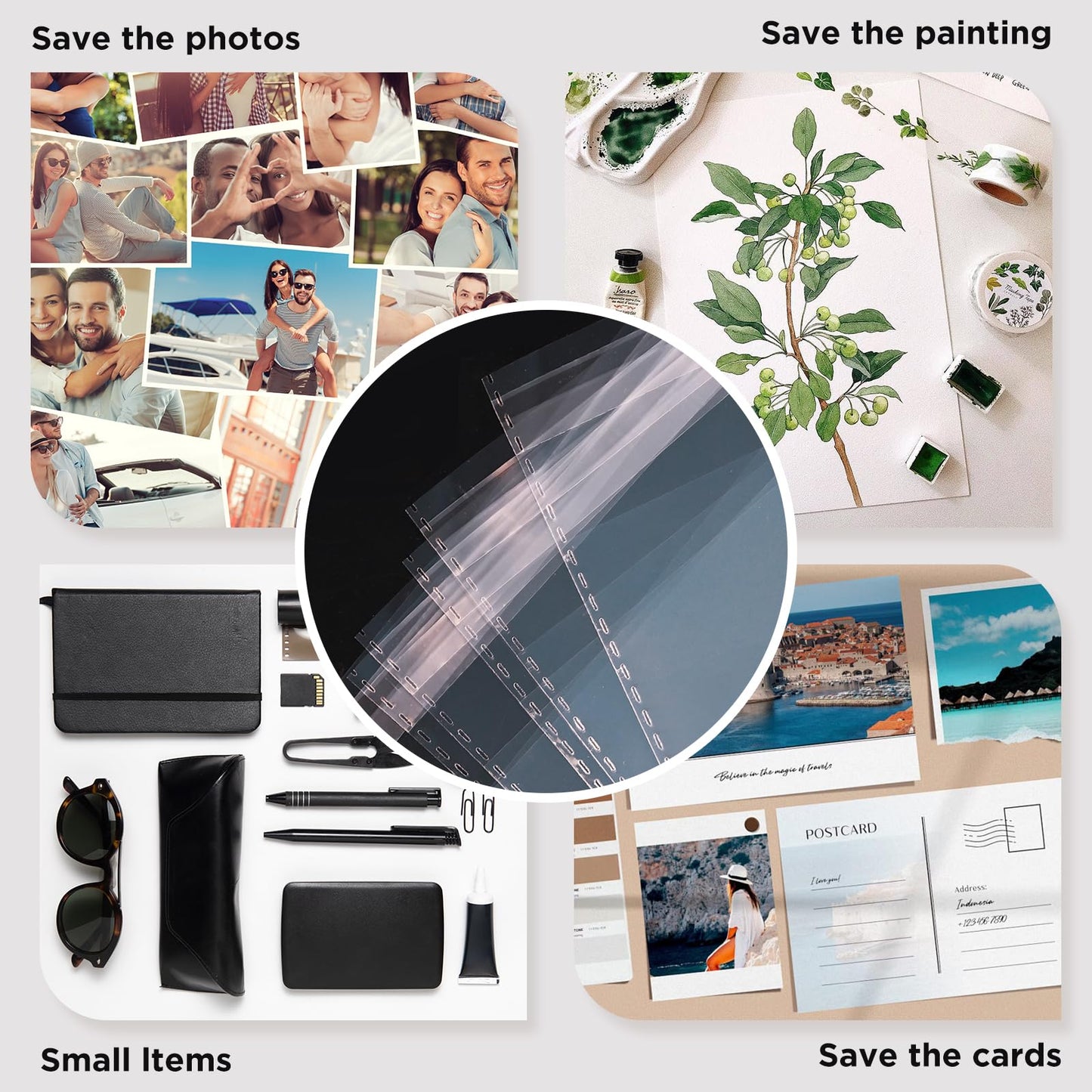 Egofine Self Sealing Cellophane Bags 100 PCS Clear Resealable Sleeves Bags for 8x10 Photo Mats, Bag Size: 8.26x10.3 inches for 8x10 Mats