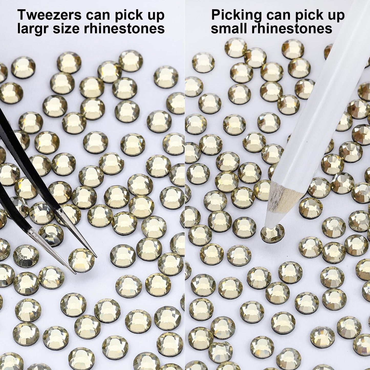 MEIBITE 6796PCS Light Yellow Hotfix Rhinestones Crystal Stones Glass for Fabric Clothes Shirts Sparkly Flat Back Round with Tweezers and Picking Pen (SS6~SS30 Set)