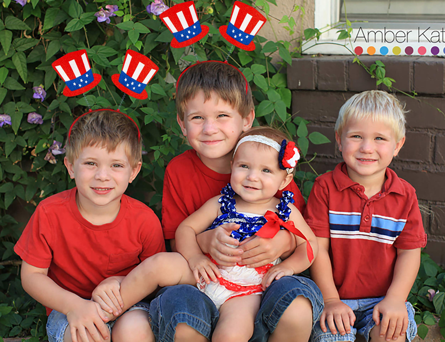 Moon Boat 12PCS Patriotic Head Boppers Headband - Star Uncle Sam Hat Balloons- Fourth 4th of July Party Accessories Favors Decorations