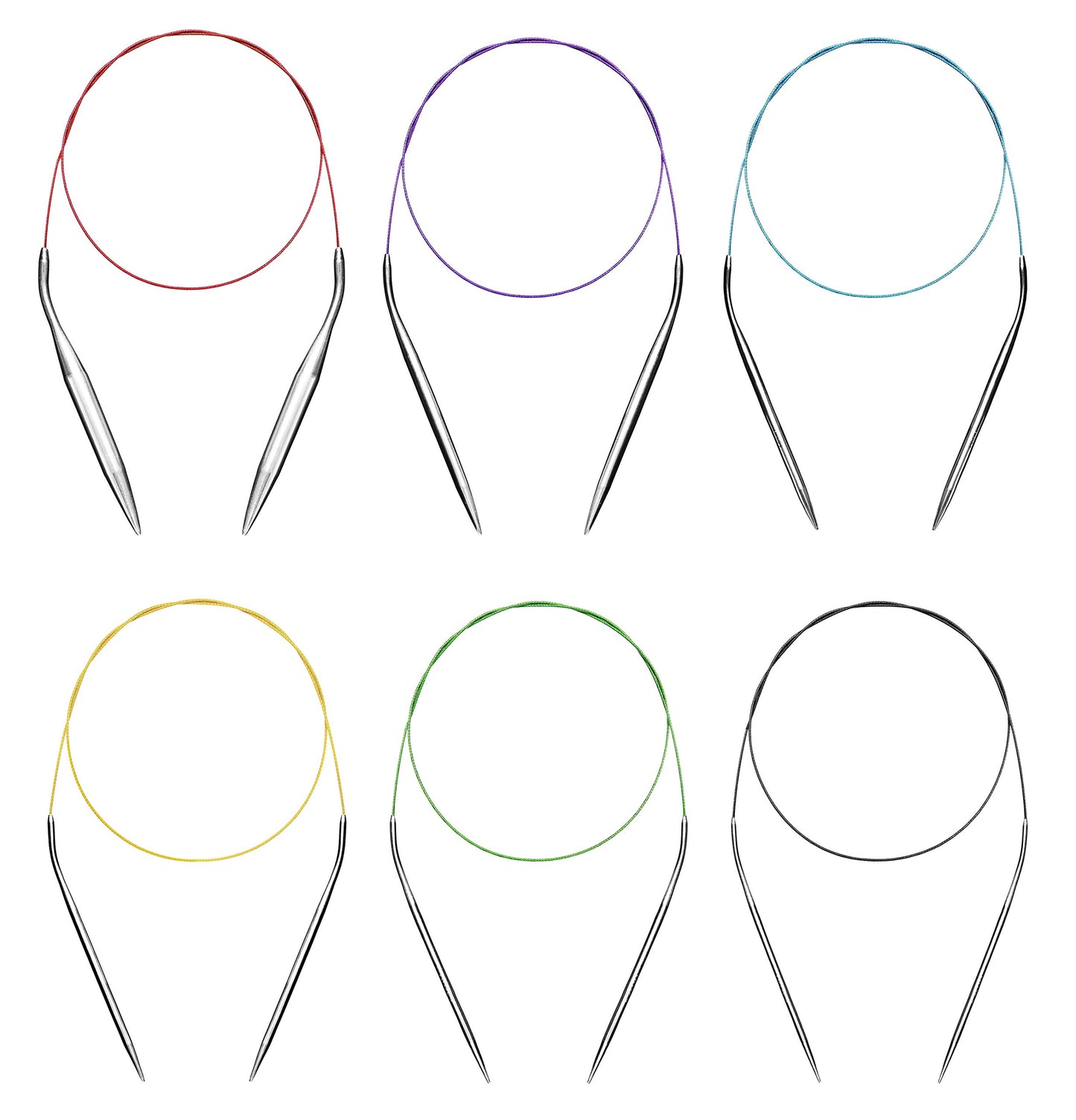 Circular Knitting Needles Set Round Needle Metal Magic Loop 40 Inch Size 15 11 9 7 4 1.5