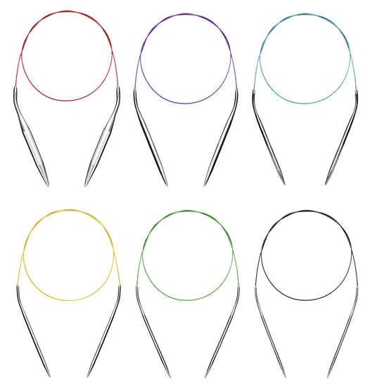 Circular Knitting Needles Set Round Needle Metal Magic Loop 40 Inch Size 15 11 9 7 4 1.5