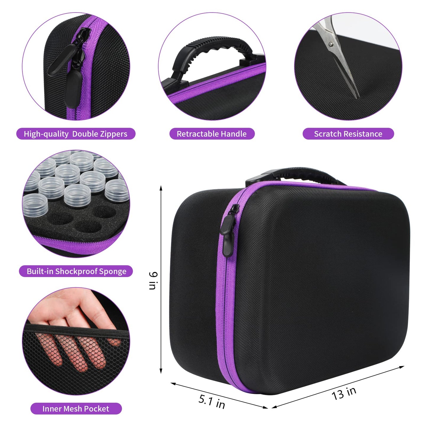 Diamond Painting Storage Containers 120 Slots Accessories and Tools Portable Diamond Painting Organizer Shockproof Diamond Art Storage Case Beads Storage Box(120 Slots)