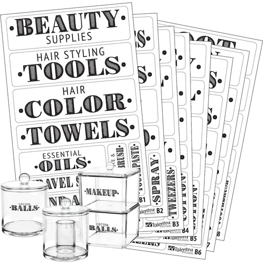 Talented Kitchen Farmhouse Bathroom Beauty Organization Labels -72 Bathroom & Makeup Organization Preprinted Sticker. Water Resistant, Canister Labels. Jar Decals Bath Storage (Set of 72 - Bathroom)