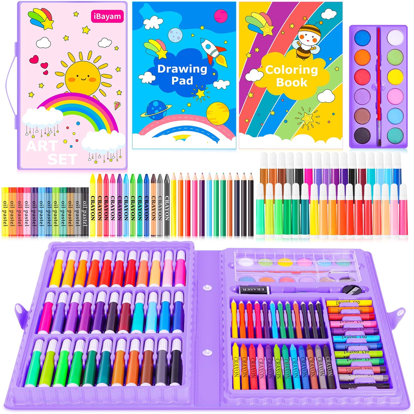 Aesthetic Cute Preppy Stuff School Supplies, 149-Pack Drawing Kit Coloring Painting Art Set Gifts Box for Girls Boys Teens, Arts and Crafts for Kids Girls Boys, with Drawing Pad, Coloring Book
