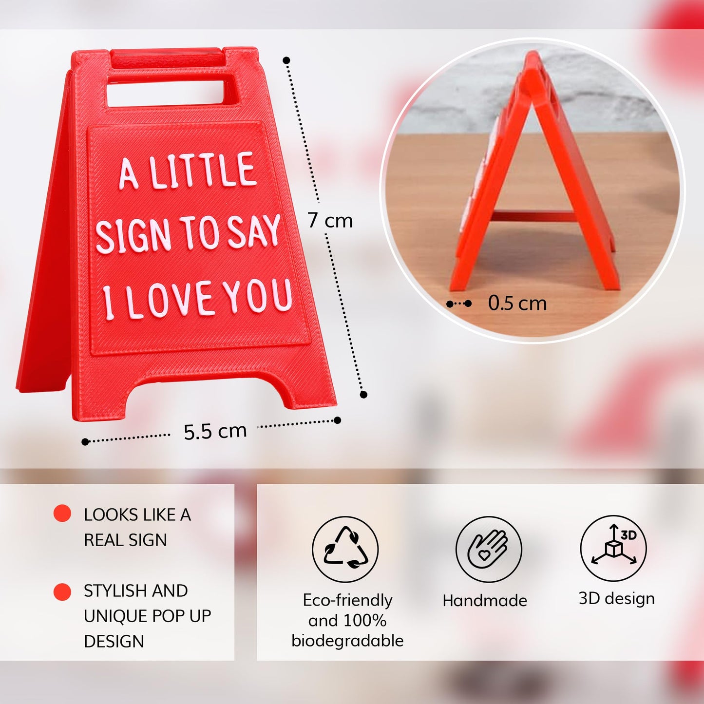 Mini Sign Valentine's Decoration Anniversary Present - Valentines Day Romantic I Love You Sign - Fun Boyfriend - Cute Birthday, Christmas, Wedding Gift for Girlfriend, Wife, Fiancee