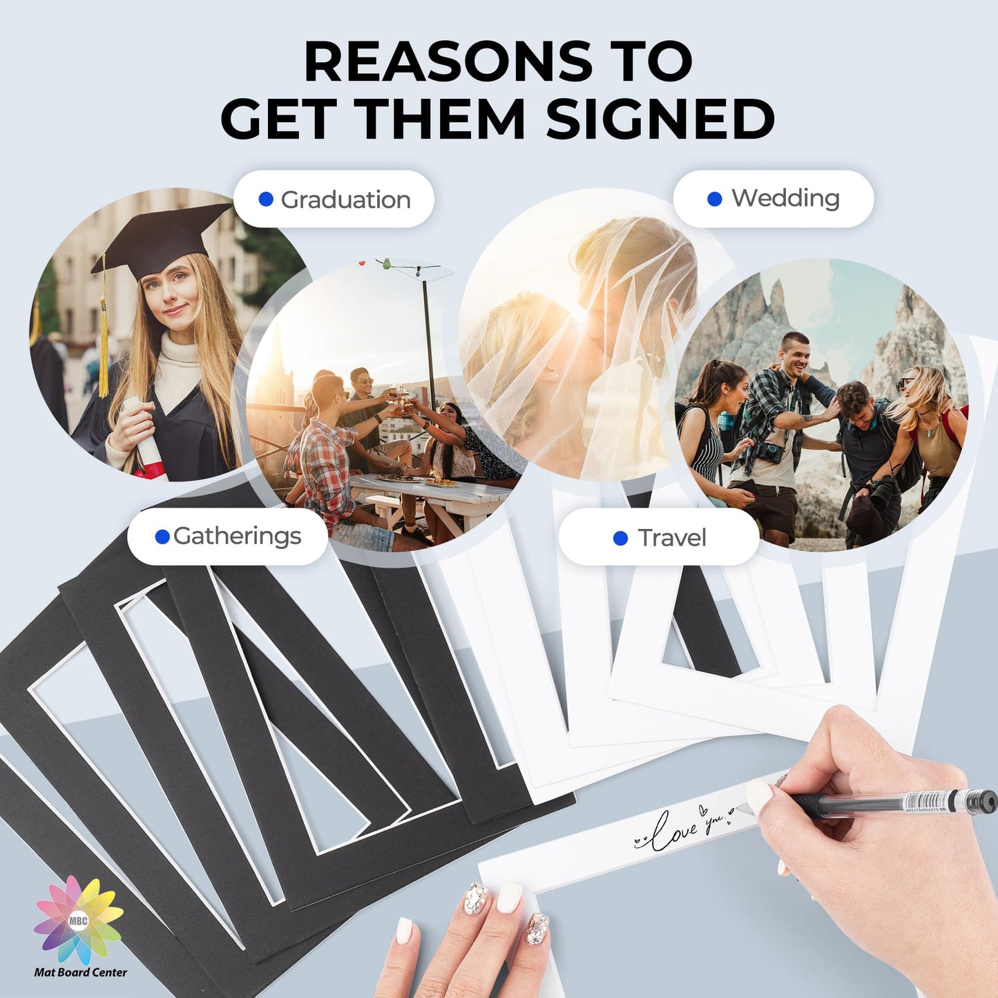 10 Pack Pre-Cut 5x7 Picture Mats for 4x6 Photos/Prints - Acid Free, Bevel Cut, White Core, 4-Ply Thickness (White & Black)