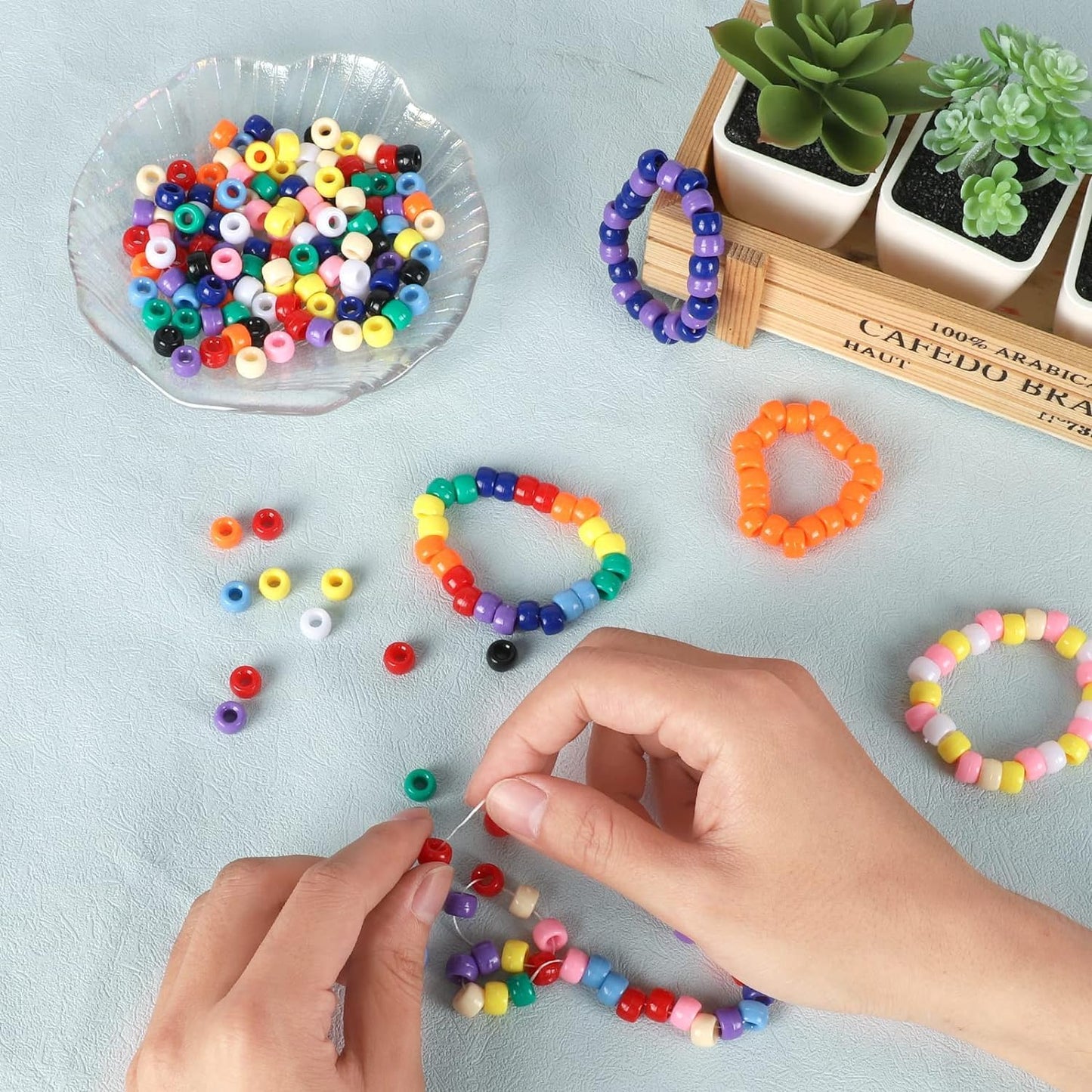 Pony Beads Bulk,Kandi Beads for Necklace Jewelry Making Hair Braiding,Bracelets Making Kits,Hair Bead,Bracelet Plastic Bead for Crafts Braids Girls(48 Color,2200PCS)