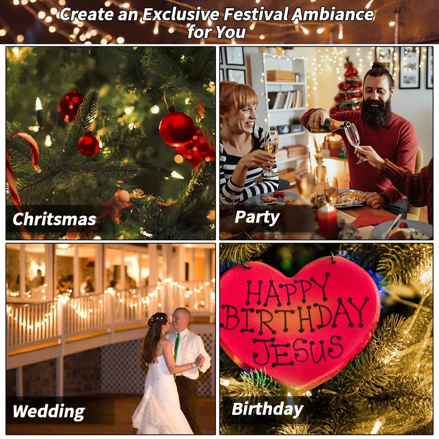 2 Pack Solar String Lights Outdoor, 200 LED Extra-Long 72FT Solar Powered Lights with 8 Lighting Modes, Waterproof Outdoor Lighting Decoration for Garden, Patio, Balcony, Xmas, Wedding, Party