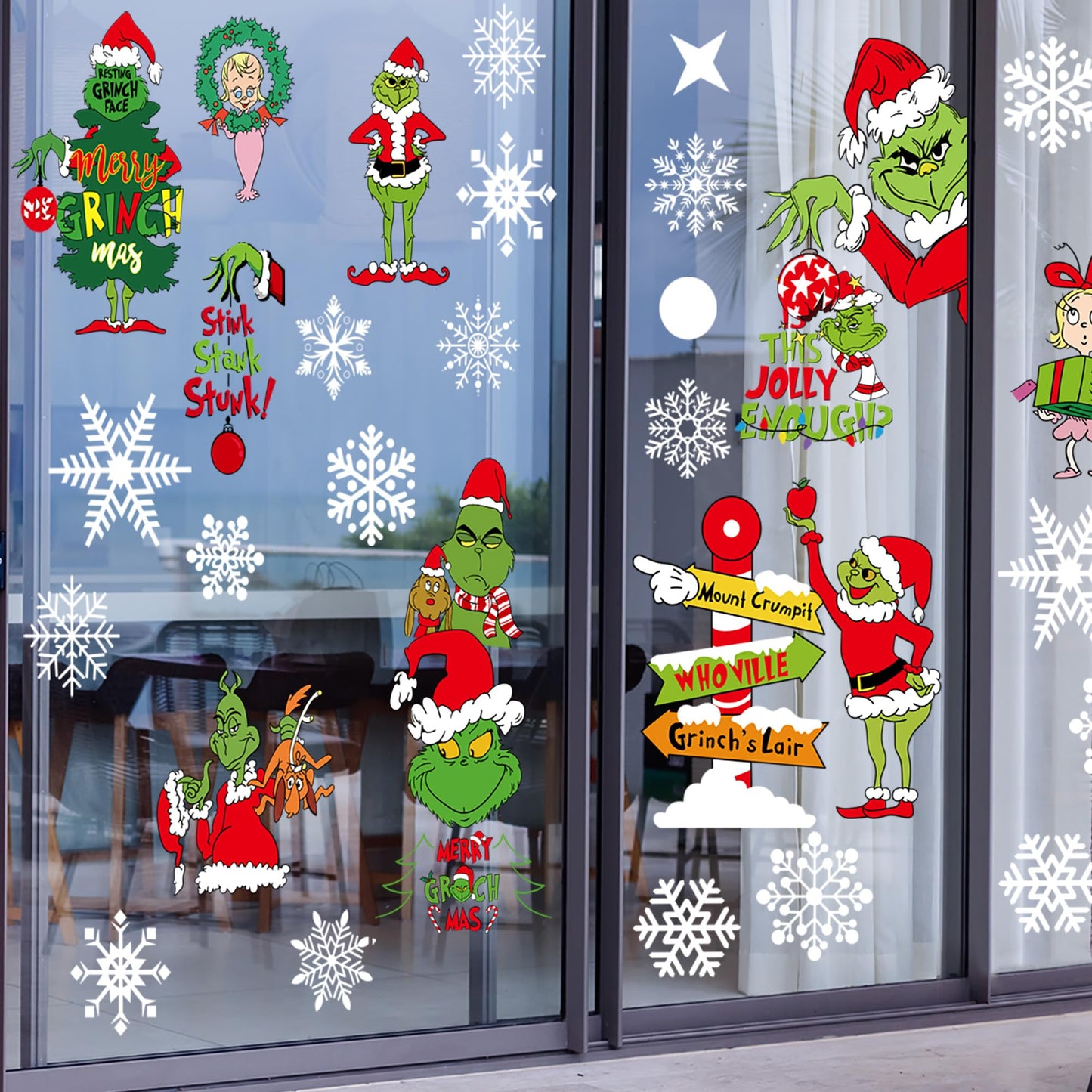 Christmas Window Clings Decorations for Glass Windows Winter Stickers Snowflakes Christmas Decorations Christmas Window Stickers for Holiday Window Clings Winter Decorations 10 Sheet
