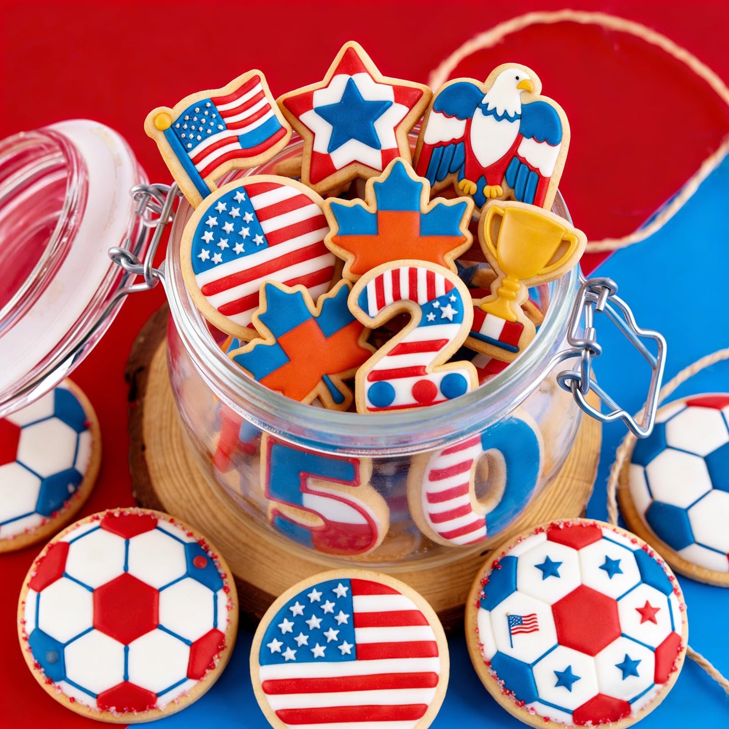 JOINBO 9Pcs Patriotic Metal Cookie Cutter Set, 250th Anniversary of Independence Day, 4th of July Baking Molds Star Eagle Flag, Stainless Steel for Holiday Party Baking Supplies