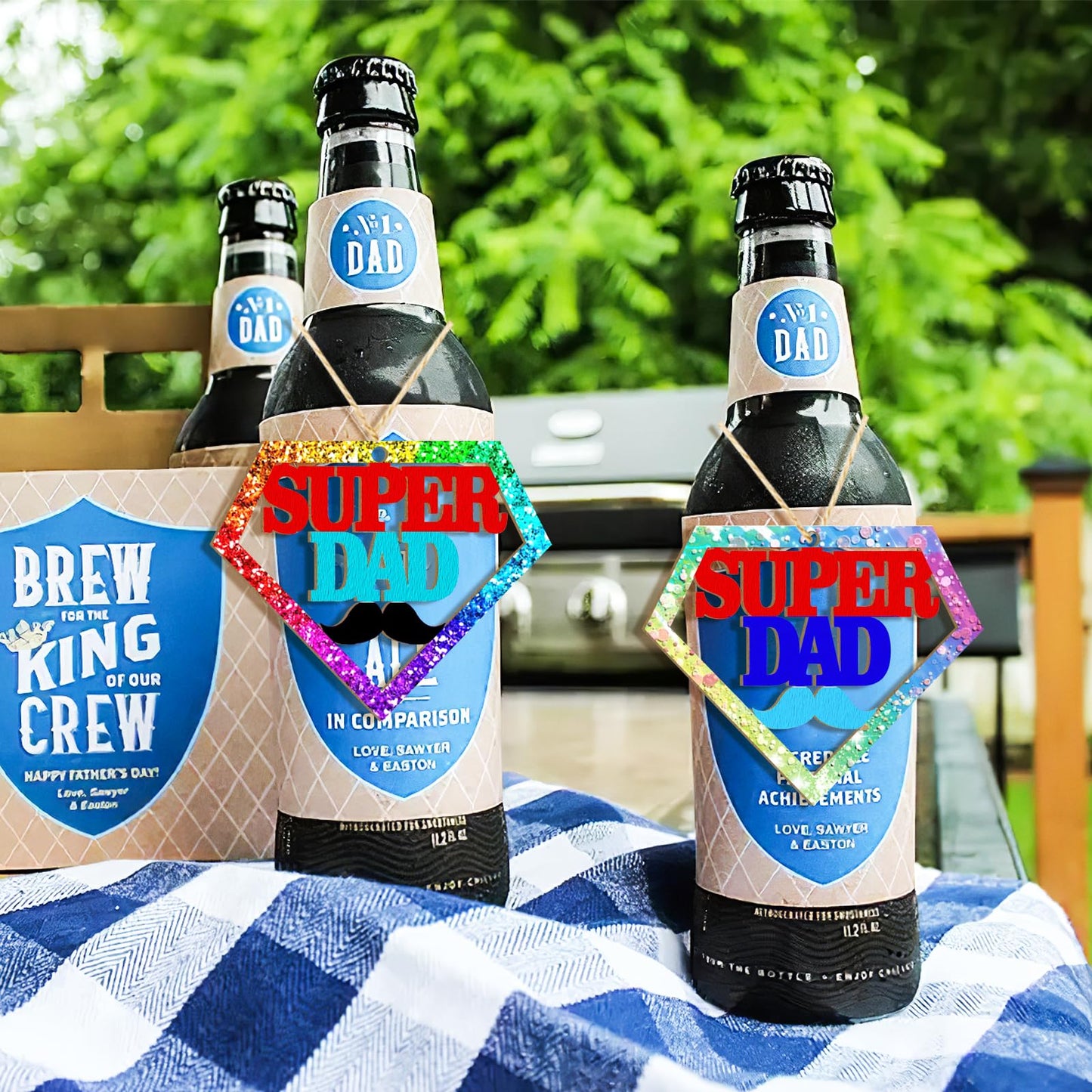 Wooden DAD Ornaments to Paint Father's Day Birthday Party Decoration Cutouts Unfinished 24PCS 3.5 x 3 inches, DIY Blank Unfinished Wood Daddy Ornament for Home Crafts Hanging Father Day Decoration