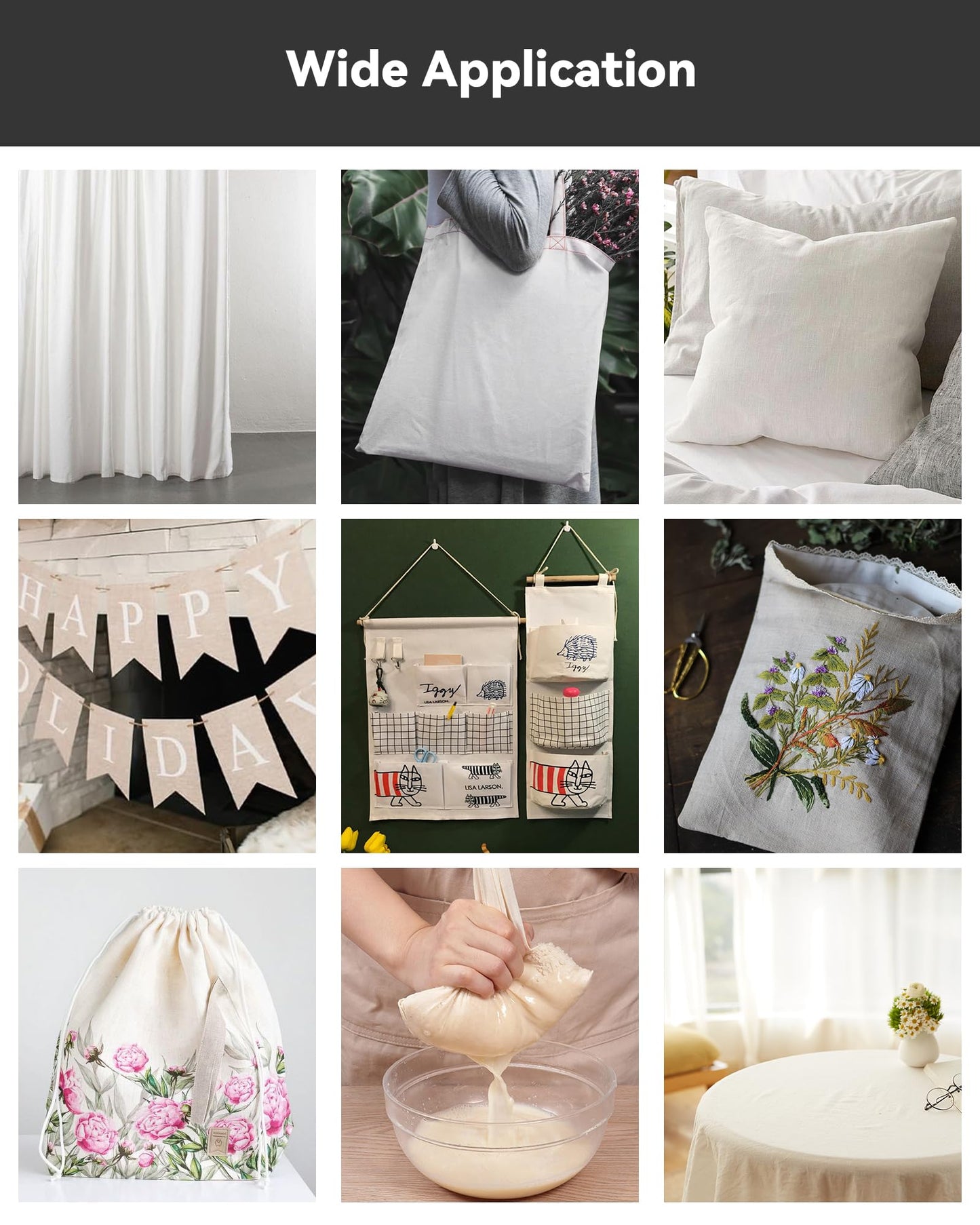 Light Weight 100% Cotton Muslin Fabric: 63 inch x 2,5,10 Yards Unbleached Muslin Linen Fabric Material for Sewing Material Apparel Cloth