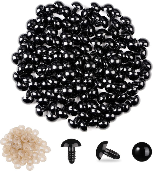 Vanblue 260pcs 20mm Safety Eyes for Amigurumi with Washers Black Safety Eyes for Crocheting Plastic Crochet Eyes for Stuffed Animals Doll Animals for Teddy Bear Crafts Making Halloween Decorations