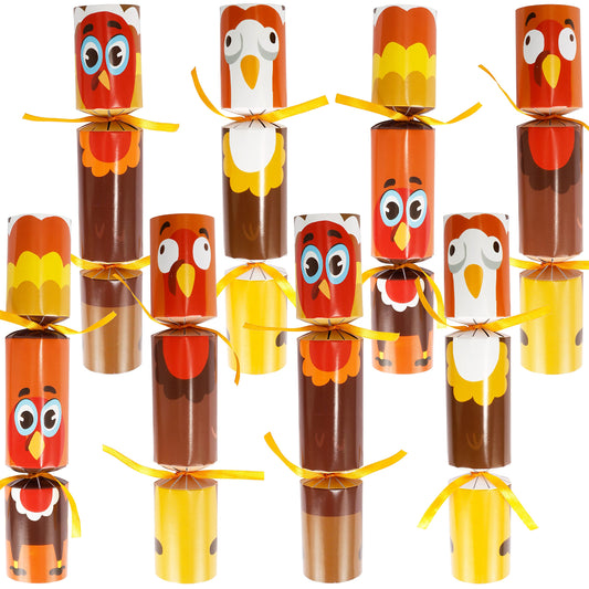 8 PACK Thanksgiving Non-Snap Party Favor, Turkey Style Thanksgiving Party Games for Fall Holiday, No Snap Party Table Favor Set with Joke Dice & Gifts, Holiday Prizes for Kids Adults