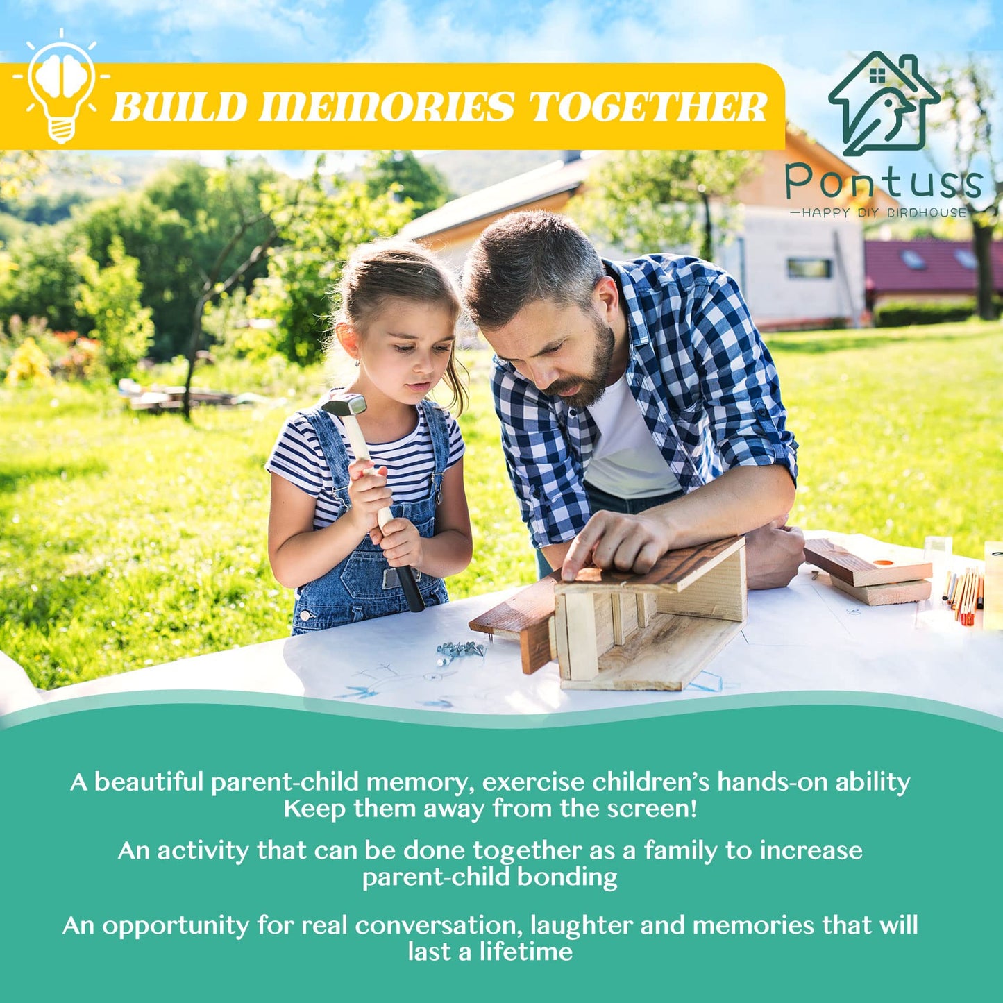 DIY Birdhouse Kit with Paint Set - Kids' Wood Craft Kits - Make a Bird House Kit for Kids - DIY Woodcraft Building Projects for Kids and Adults- STEM Teaching Tools