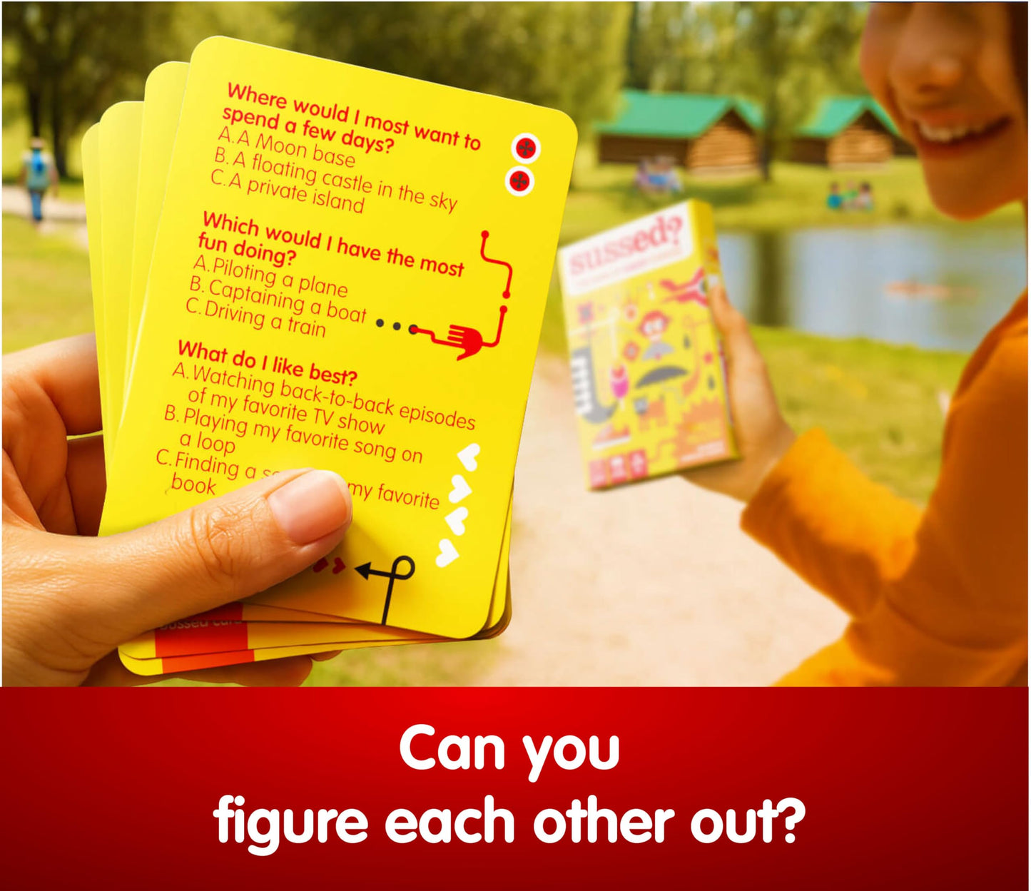 SUSSED The Wacky ‘What Would You Do’ Social Card Game - Fun & Easy for Kids - Family Travel Game for Road Trips & Car Journeys - Ages 6 & Up - Yellow Deck