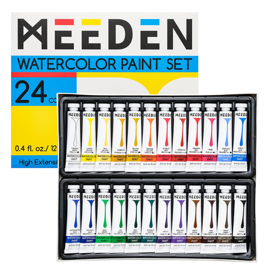 Watercolor Paint Tubes Set - 24 x 12ml/0.4oz Water Color Paints for Students Beginners