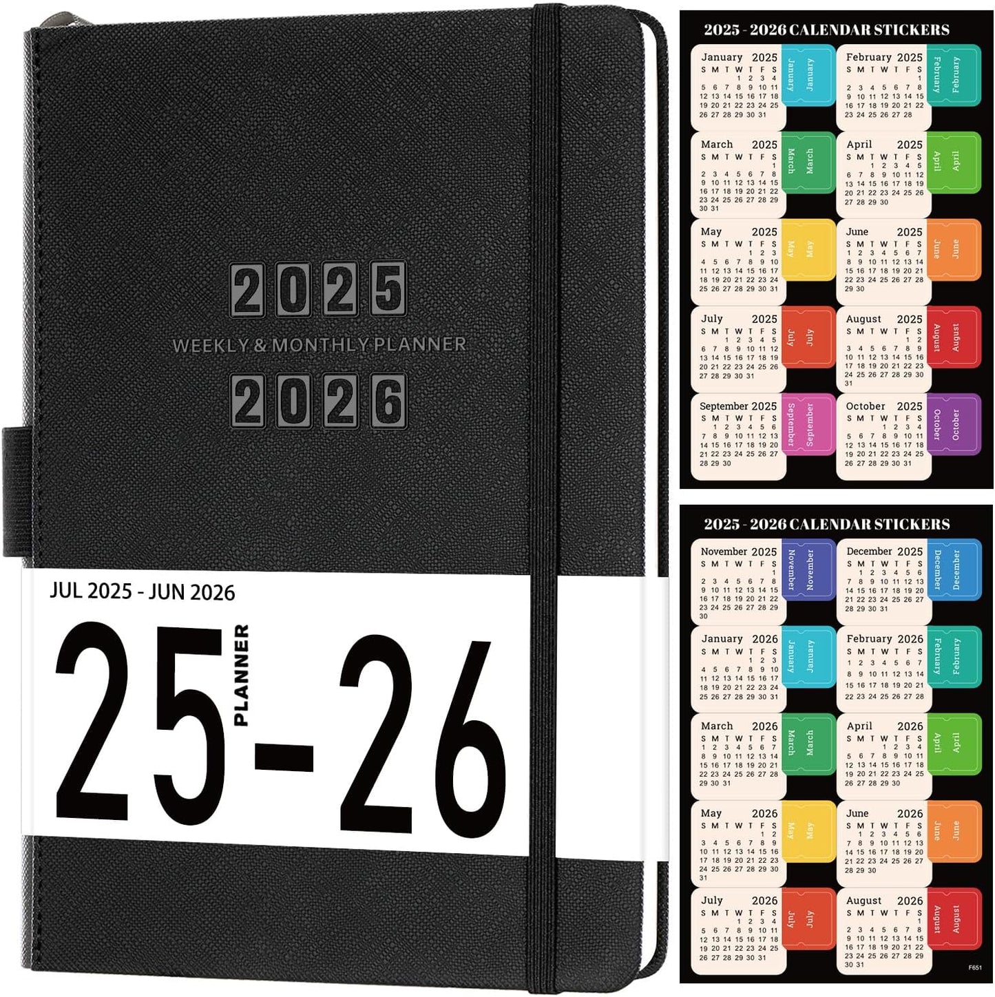 2025-2026 Planner - Academic Planner 2025-2026, 12-Months 25-26 Planners Weekly and Monthly, Jul. 2025 - Jun. 2026, 5.75" x 8.25", Saffiano Leather with Thick Paper, Back Pocket with 40 Notes Pages