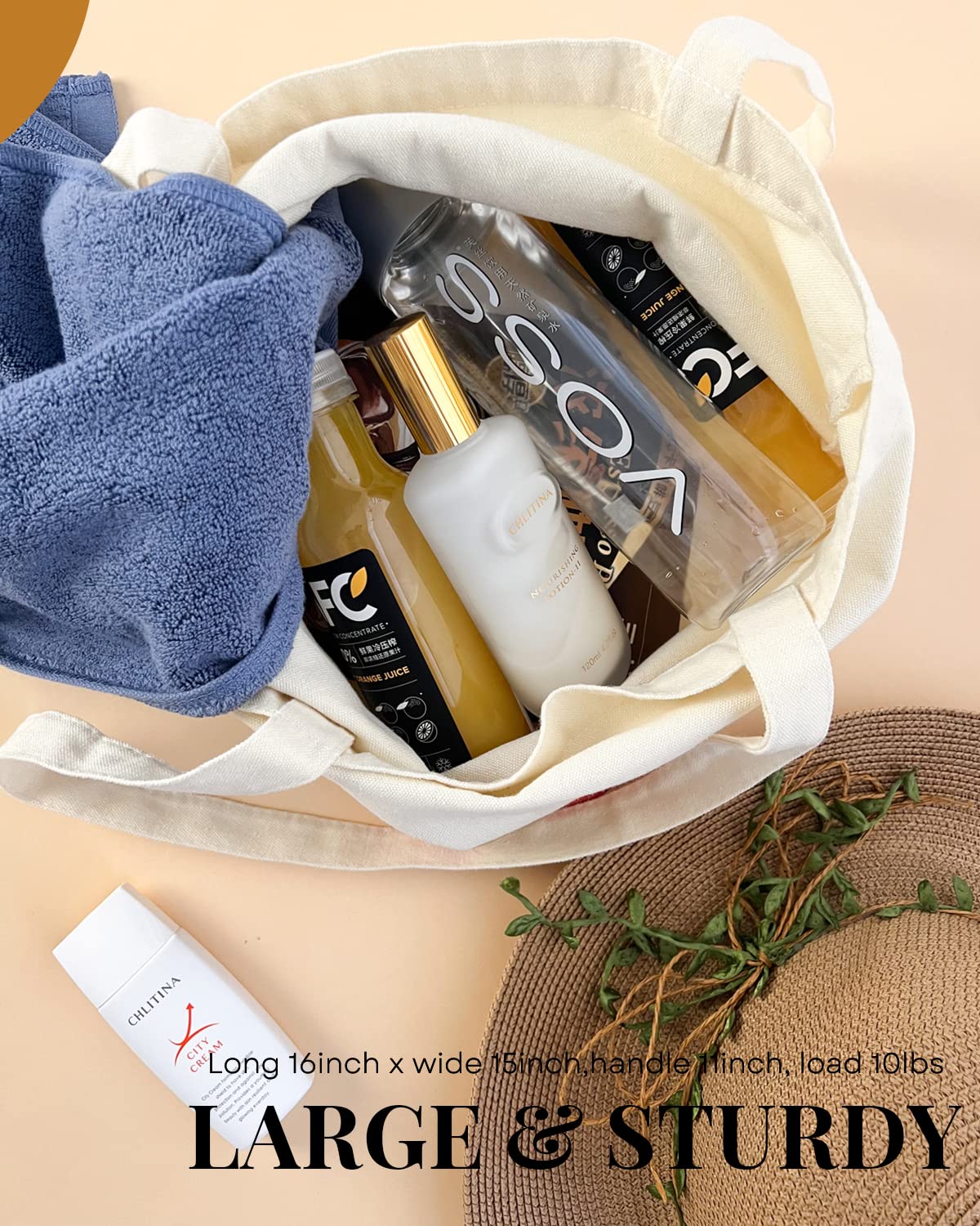 AUSVKAI Canvas Tote Bag Aesthetic for Women, Cute Trendy Dog Hand Drawn Reusable Cloth Cotton Bags with Handle for Grocery College Shopping Beach