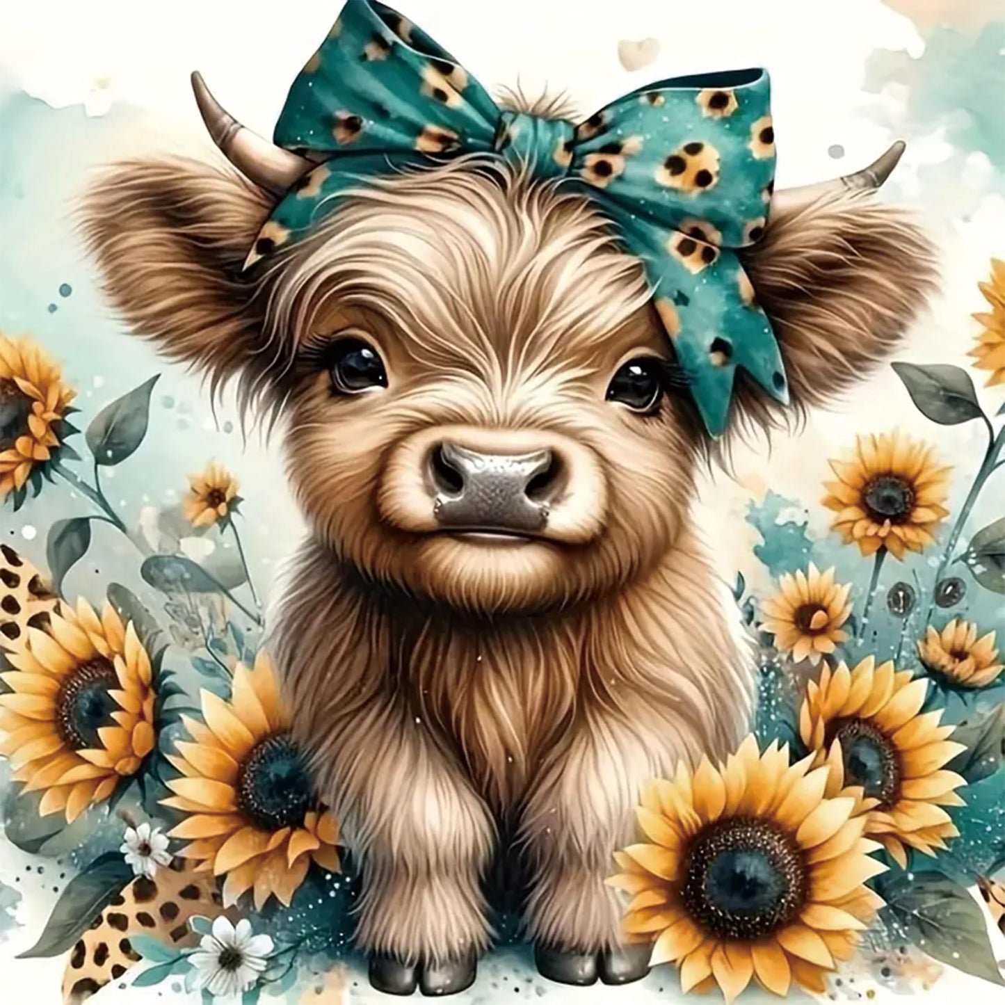 BYGFHLYW Diamond Art Painting Kits for Adults, Cow 5D Diamond Painting Dots Art Kits for Adults Beginner, DIY Highland Cow Full Round Gem Crystal Art Paint by Diamond, Home Wall Decor 12 x 12 in