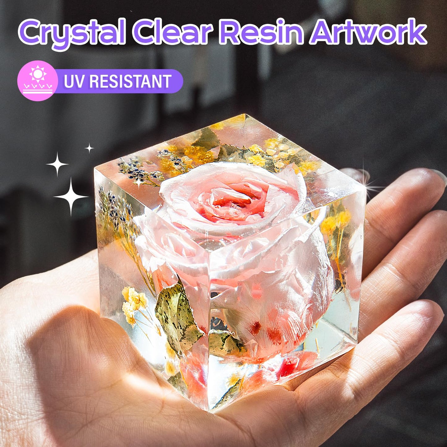 Epoxy Resin Kit 32 oz Crystal Clear, Hard Upgraded 2 Part Epoxy and Hardener for Casting Coating, Jewelry Making, DIY Crafts Art (16oz + 16oz)